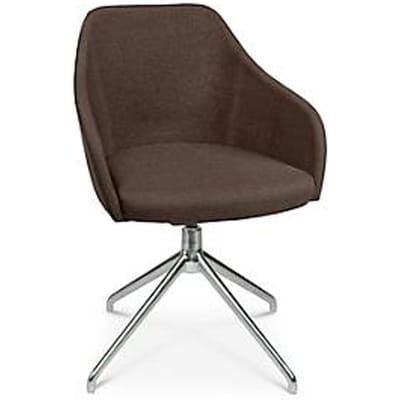 Conferentiestoel Topstar Sitness Life 2.1, draaibaar/zitting in hoogte verstelbaar, armleuningen, B 350-480 x D 460 x H 460-490 mm, 4-poots onderstel, gepolijst aluminium & stof, d.bruin