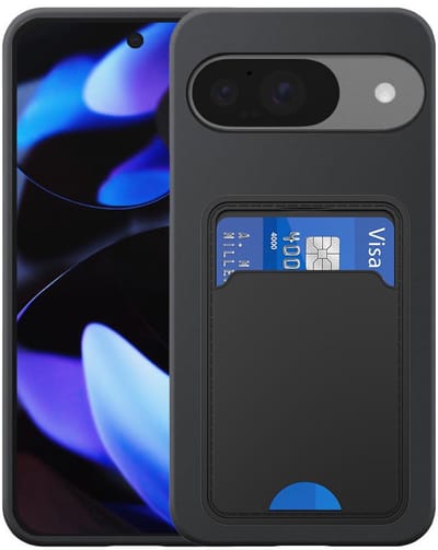 Geschikt voor Google Pixel 9 / 9 Pro Telefoonhoesje met TPU Pasjeshouder - Flexible Back Cover Case Siliconen TPU with Cardslot - Zwart - Smartphonica geschikt voor Google Pixel 9;Google Pixel 9 Pro