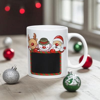 Kerst Krijtmok met Kerstfiguren - Vrolijke keramieken mok