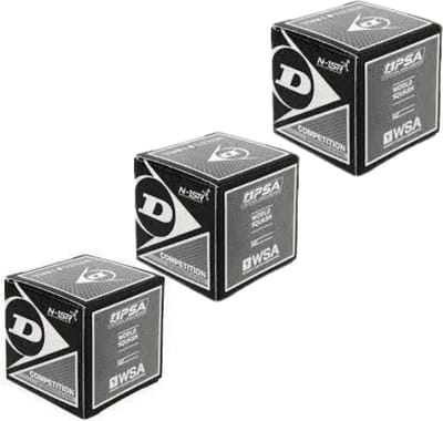 DUNLOP Competition - 1 Gele Stip - 3 Squash Ballen - Zwart