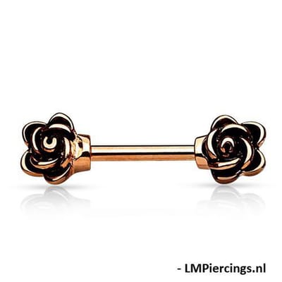 Tepelpiercing 2 rozen 1.6x10 - rose - LMPiercings