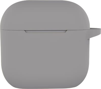 Hoesje - Geschikt voor Apple AirPods 4 - met Clip - Siliconen Hoes - Silicone Case Cover - Grijs