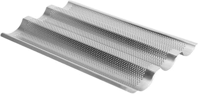 Stokbrood Bakpan - Broodvorm - Banket Bakken - 3 Groeven Ontwerp - 39 x 25 cm - Zilver