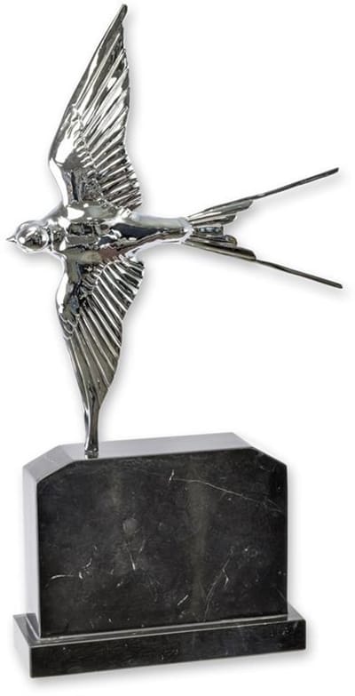 Bronzen beeld - Zwaluw in vlucht - verzilverd - 47,5 cm hoog