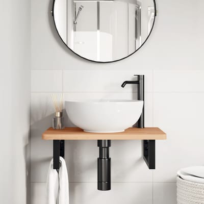 vidaXL - Badkamer - wandschap - staal - en - massief - beukenhout