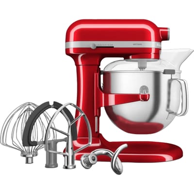 KitchenAid keukenmachine - Artisan - In hoogte verstelbare kom - 375 W - 11 snelheden - 3 RVS accessoires - 6,6L - Appelrood