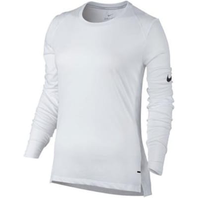 T-shirt à manches longues et col rond Nike Dry Elite Basketball avec logo uni Femmes Hauts Blanc 842740-100 XL white