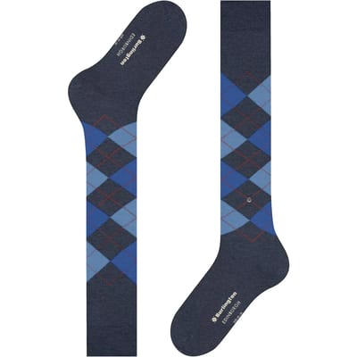 Burlington Edinburgh lang gedessineerd wol kniekousen heren blauw - maat 40-46