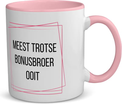 Akyol - meest trotse bonusbroer ooit koffiemok - theemok - roze - Broer - trotse bonusbroer - verjaardagscadeau - verjaardag - cadeau - cadeautje voor broer - broer artikelen - kado - geschenk - gift - 350 ML inhoud