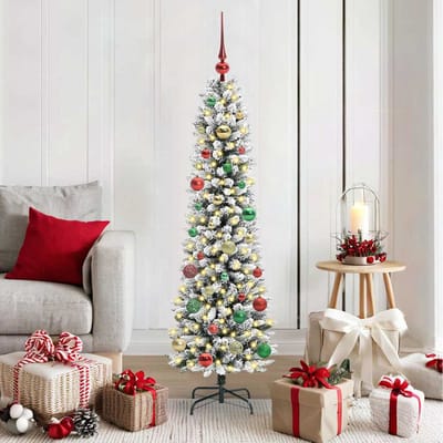 vidaXL - Kunstkerstboom - Wit - 150 - cm - PVC - en - Metaal - en - Plastic