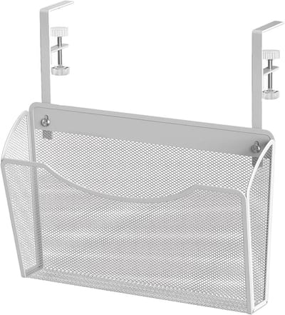 Stijlvolle Desk Organizer voor Brieven en Tijdschriften, Horizontale Mesh Compartimenten, Onder de Tafel en Makkelijk te Bevestigen, Wit en Praktisch