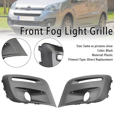 Voorbumper Mistlamp Grille Past Citroen Berlingo Past Peugeot Partner 2015-18 gray
