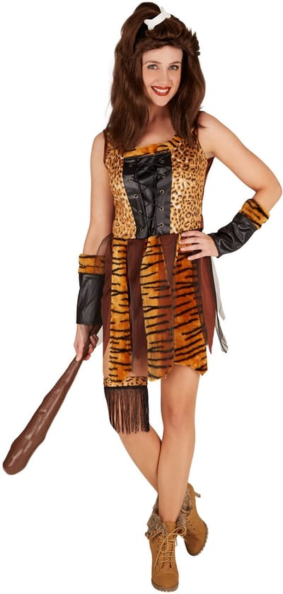 dressforfun - Jagerin uit het stenen tijdperk L - verkleedkleding kostuum halloween verkleden feestkleding carnavalskleding carnaval feestkledij partykleding - 301331