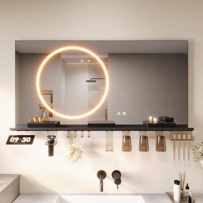 LED Badkamerspiegel 120x60 cm met Plank, Anti-Beslaan en Touch Control