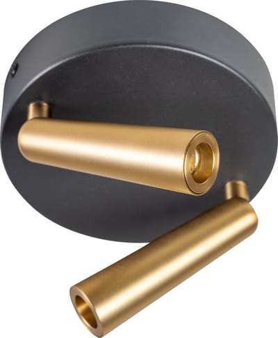 ETH Barry Spot led 2x3w 2700k rond zwart+mat messing dimbaar W320xH160mm 2x66Lm