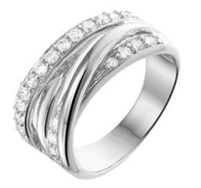 Schitterende Zilveren Ring met Zirkonia's 16.50 mm. (maat 52) model 180