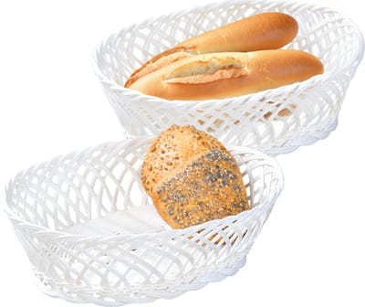 Kesper Brood/fruit mandje - 2x - wit - ovaal - L31 x B23 x H13 cm - broodmandjes