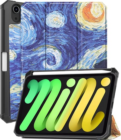 Hoes - Geschikt voor Apple iPad Mini 7 (2024) - 8.3 inch - 7e Generatie - Dun & Stevig - Trifold Bookcase - Hard Cover Case - Met Uitsparing Geschikt voor Apple Pencil - Hardcover Book - Tablet Hoesje - Sterrenhemel