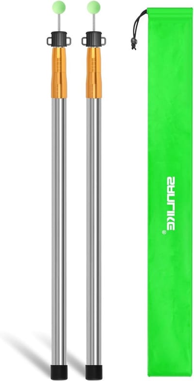 Set van 2 telescopische tentpalen van 220 cm, roestvrij staal, ideaal voor zeilen en luifels, stevige ondersteuning voor tenten en tarp