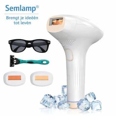 IPL Laser Ontharingsapparaat met IJskoeling – Pijnloze Permanente Haarverwijdering-Intense Pulsed Light Technologie, Geschikt voor Gezicht, Oksels, Benen en Bikini – Snel, Veilig en Inclusief Koelsysteem voor Gevoelige Huid – Compact, Ergonomisch
