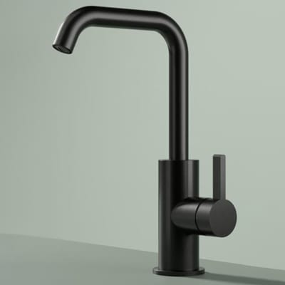 Hotbath Ace - Wastafelmengkraan - zonder Waste - met Draaibare Uitloop - Geborsteld Zwart PVD - Opbouw - Messing - V01