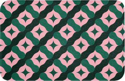 WC mat 60x40 cm - Antislip - Groen - Roze - Retro - Sterren - Toiletmat - Vloermat - Douchemat - Toilet tapijt - Toiletmatten