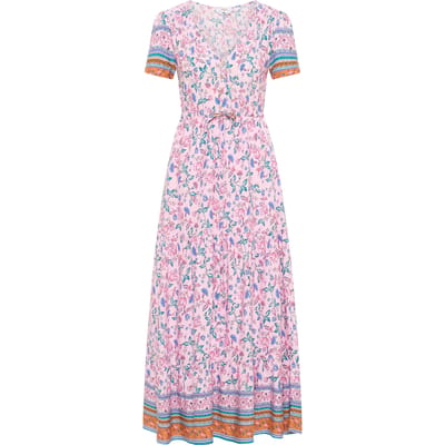 usha Maxi-jurk met bloemenprint Dames Roze Veelkleurig