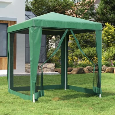vidaXL - Partytent - met - 4 - mesh - zijwanden - 2x2 - m - HDPE - groen
