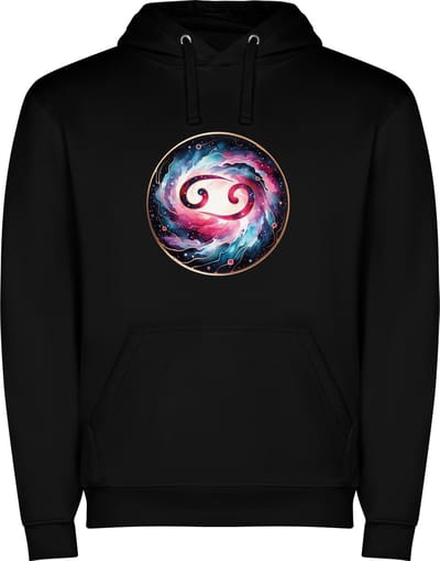Zwarte unisex hoodie met “ Kleurrijke Sterrenbeeld Kreeft – Astrologie – Horoscoop – Zodiac Signs “ Print Full Color Color merk Roly maat S