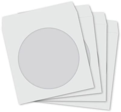 Dailygoods- CD Hoes 100 Stuks - Papieren CD Hoesjes - CD Opbergmap - CD Opbergsysteem - CD Hoesjes met Venster - Wit Tasje met Klep - Cd Sleeve