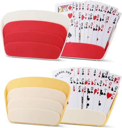 Wederverwendbare kaartenhouder voor kinderen en senioren, 4 stuks, met 3 lagen voor veilig spelplezier en optimale grip