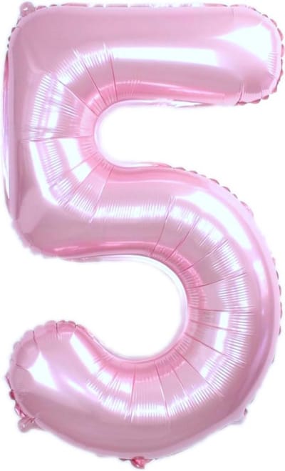 Folie Ballon Cijfer 5 Jaar Cijferballon Feest Versiering Folieballon Verjaardag Versiering Roze XL 86Cm Met Rietje
