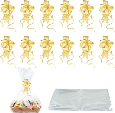 Extra Grote Cellofaan Wrap Zakken voor Huidige Verpakking, 12 Stuks Mand Gift Bags, 70CMx100CM, Perfect voor Feestjes en Cadeaus