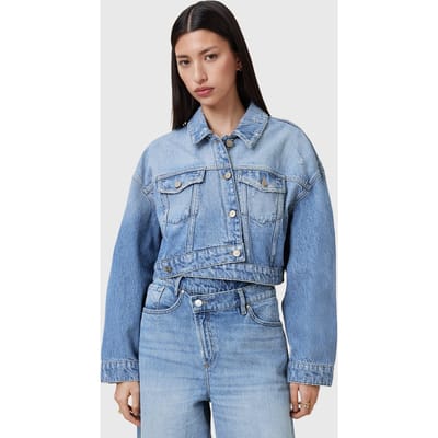 AllSaints Aki Crossover Jacket Light Indigo Taglia: 10 | Giacche di jeans Outlet | Donna | Blu