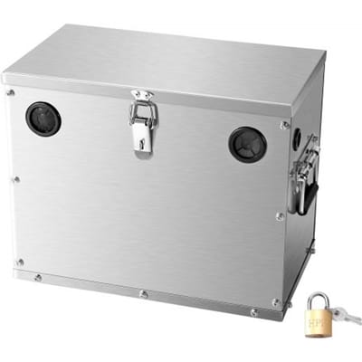 VEVOR Accubox, Groep 24/31 Accubox, Marine Accubox met Slot, Handgrepen en Rubberen Kabeldoorvoer, RVS Behuizing, Geschikt voor Auto's, Boten en Elektromotoren
