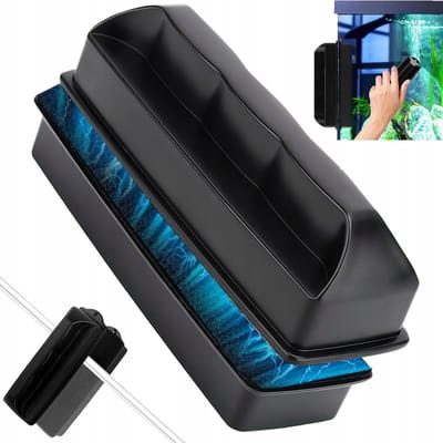 Magneet Algenreiniger - Zwarte Visbak Reiniger - magnetische glasreinigingsborstel - Voor Glas tot 6mm - Droge Handen Reiniging - Geschikt voor Aquarium en Raam