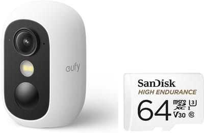 eufyCam C35 - draadloze camera voor binnen en buiten - Color Night Vision + 64GB SD card - Bundelvoordeel