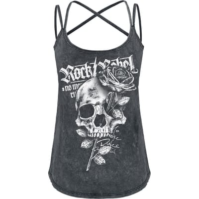 Rock Rebel by EMP - Rock Top - Top mit Vintage Waschung und Print - S tot 4XL - voor Vrouwen - grijs