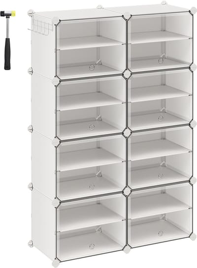 MAZAZU - Schoenenrek - Schoenenbox - 8 Stuks - Wit - 30x40x30