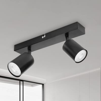 Unyqoos® Zwarte draaibare plafondspot met 2 lichtpunten voor veelzijdige verlichting