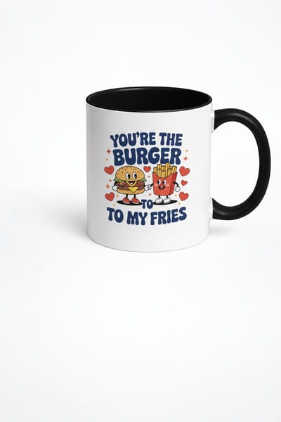 Grappige Liefdesmok 'Burger To My Fries' – Cadeau voor Koppels en Foodies