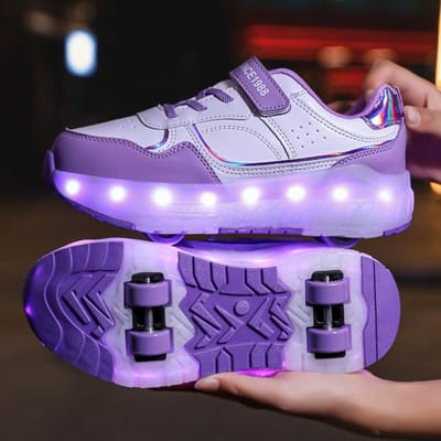 Nieuwe Wegloopschoenen Vierwielige Katrolschoenen Jongens Kinderschoenen met Wielen Meisjes Skates 33 white