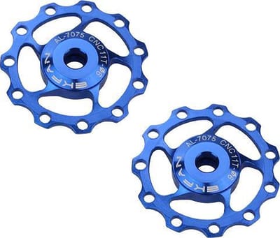 set CNC Aluminium derailleurwieltjes met kogellager - T11 - 7075 Alu - 2 stuks - Blauw