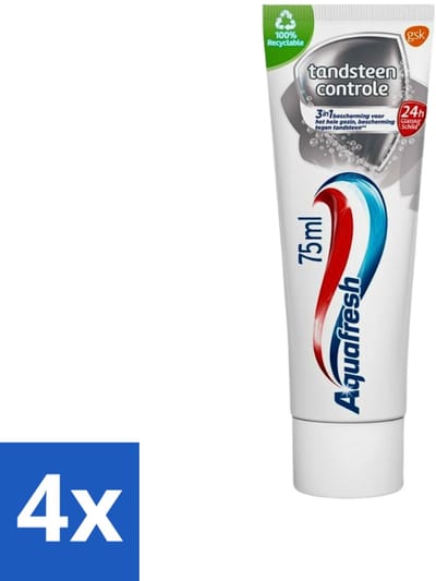Aquafresh Tandpasta Tandsteen Controle Frisse Adem 75 ml - Voordeelverpakking - 4 stuks