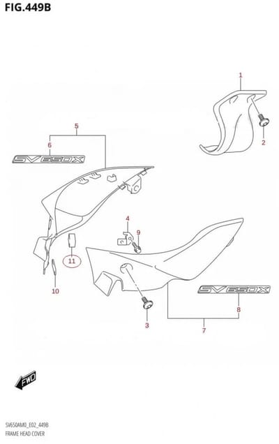 Mousse de protection origine pour moto Suzuki 650 SV 2019 à 2020 17798-29E30-000 Neuf
