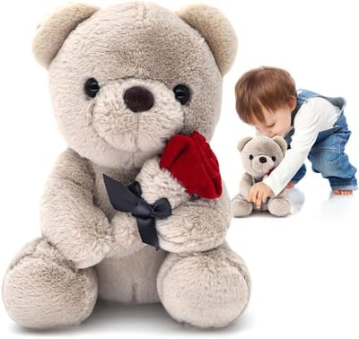 Schattige Roze Teddybeer, Zacht Pluche Knuffeldier, Perfect Cadeau voor Valentijn, Verjaardag en Moederdag (23cm Bruin)