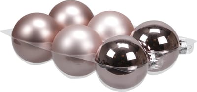 6x stuks kerstversiering kerstballen oudroze (smokey rose) van glas - 8 cm - mat/glans - Kerstboomversiering