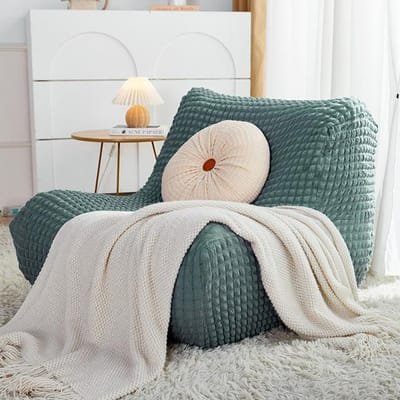 Nordic Tatami Single Sofa Cover Recliner Stofhoes Seersucker All-Inclusive Universele Chaise Longue Sling Deck Chair Cover 1pc 90-110cm gray