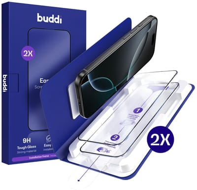 2-Pack Screenprotector Geschikt voor iPhone 16 Pro - Buddi Easy Fit Tempered Glass met Installatietray - 9H+ Gehard Glas - Case Friendly Glasplaatje - Eenvoudige montage