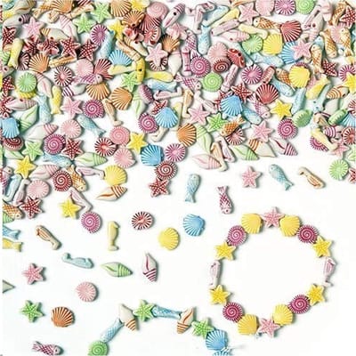 Famanu - Miniparels"Strand en zee" – voor om sieraden te knutselen – kettingen – armbanden – 400 stuks